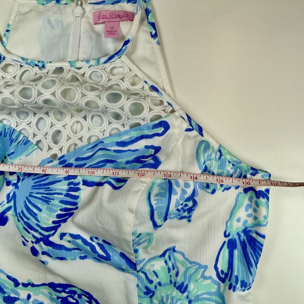 Lilly Pulitzer Womens White Blue Larina Barefoot Princess Crochet Halter Tank 10 - Picture 4 of 5
